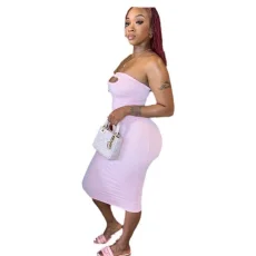 SC Hollow Out Tube Top Midi Dress XMCS-CASI2024402