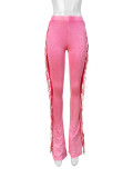 SC Tassel Solid Color Micro Flare Jeans XMCS-CS20247242048