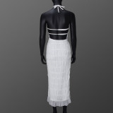 SC Sleeveless Tie Up Ruffles Maxi Dress GNZD-51618DBD