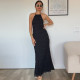 SC Sleeveless Tie Up Ruffles Maxi Dress GNZD-51618DBD