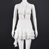 SC V Neck Hollow Out Backless Mini Dress GNZD-51775DHD