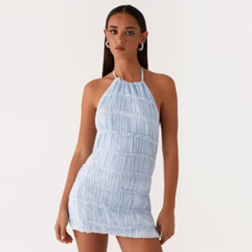 SC Pleated Backless Halterneck Mini Dress GNZD-51230DHD