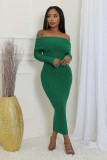 SC Off Shoulder Long Sleeve Bodycon Dress QHMD-3082