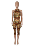 SC Leopard Print Tight Backless Jumpsuit SHD-9539