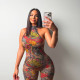SC Mesh Floral Print Tight Backless Jumpsuit SHD-9540