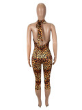 SC Leopard Print Tight Backless Jumpsuit SHD-9539