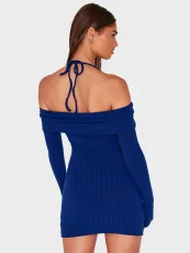 SC One Shoulder Tie Up Solid Mini Dress QHMD-3251