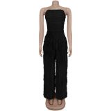 SC Solid Color Loose Wave Tube Top Jumpsuit BY-7465