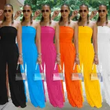 SC Solid Color Loose Wave Tube Top Jumpsuit BY-7465