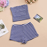 SC Stripe Color Block Wrap Chest Shorts Suit GNZD-51880