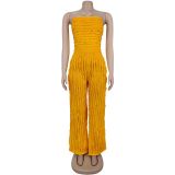 SC Solid Color Loose Wave Tube Top Jumpsuit BY-7465