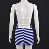 SC Stripe Color Block Wrap Chest Shorts Suit GNZD-51880