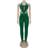 SC Backless Halterneck Solid Color Jumpsuit BY-7489