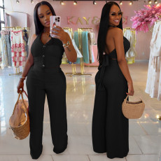 SC Halterneck Backless Tie Up Two Piece Pants Set BY-7461