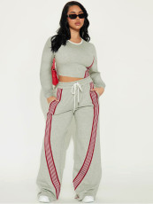 SC Stripe Patchwork Long Sleeve Pants Sports Suit FENF-6041