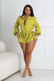SC Plus Size Solid Color Drawstring Romper NY-3561