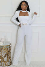 SC Solid Color Long Sleeve Wide Leg Jumpsuit OSM-4933
