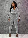 SC Long Sleeve Zipper Two Piece Pants Set SH-391355