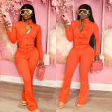 SC Solid Color Long Sleeve Zipper Tops Pants Suit SH-391382
