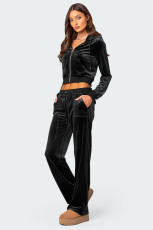 SC Velvet Sports Zipper Hoodie Two-piece Pants Set YD-YM024