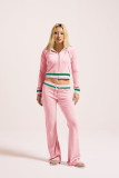 SC Casual Contrast Color Hooded Zipper 2 Piece Set YD-YM025