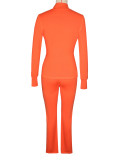 SC Solid Color Long Sleeve Zipper Tops Pants Suit SH-391382