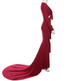 SC Solid Color Long Sleeve Maxi Dress XEF-K25D77446