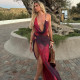 SC Sexy Backless Print V Neck Split Maxi Dress XEF-K24D62840