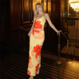SC Print Sling Tops Ang Long Skirts Two Piece Set XEF-K24S44108