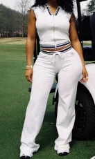 SC Sleeveless Zipper Tops And Pants 2 Piece Set YWXS-K25L1012