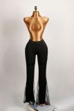 SC Lace Patchwork Solid Flare Pants YWXS-K25L763