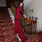 SC Solid Color Long Sleeve Maxi Dress XEF-K25D77446