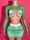 SC Mesh Long Sleeve Tops+Bikinis Print Three Piece Skirts Set YWXS-K25L704