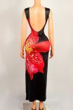 SC Backless Sleeveless Print Maxi Dress YWXS-K25L826