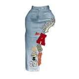 SC Retro Letter Embroidered Denim Skirt MEM-88657