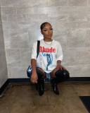 SC Letter Print Loose Casual T-shirt  GXBQ-1141223