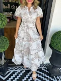 SC Plus Size Print Short Sleeve Slim Maxi Dress GXBQ-802