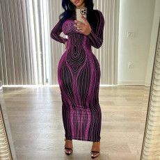 SC Long Sleeve O Neck Maxi Dress GXBQ-1141220