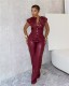 SC PU Leather Sleeveless Slim Jumpsuit GXBQ-OL6163
