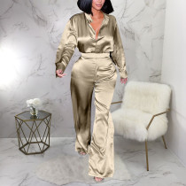 SC Long Sleeve Solid Shirt Two Piece Pants Set YF-20040