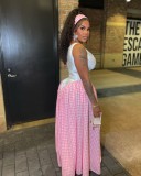 SC Casual Sleeveless Plaid Print Maxi Dress GTYZ-7568