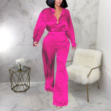 SC Long Sleeve Solid Shirt Two Piece Pants Set YF-20040