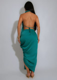 SC Deep V Neck Pleated Long Dress GTYZ-7577