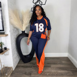 SC Color Block Print Loose Two Piece Pants Set CYA-901946