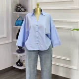 SC Stripe Lapel Loose Shirt GCNE-72888