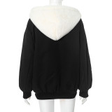 SC Solid Color Hooded Zipper Plush Jacket GSZM-ZTP1449