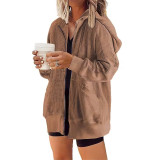 SC Solid Color Long Sleeve Hooded Coat GSZM-ZTP1387
