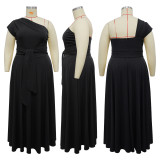 SC Sleeveless Slash Neck Solid Maxi Dress YF-20011