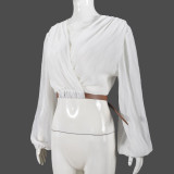SC Lantern Long Sleeve Solid Color Top GNZD-51365THD