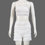 SC Solid Color Wrap Chest Tops Shorts 2 Piece Set GFRT-42023SBG
